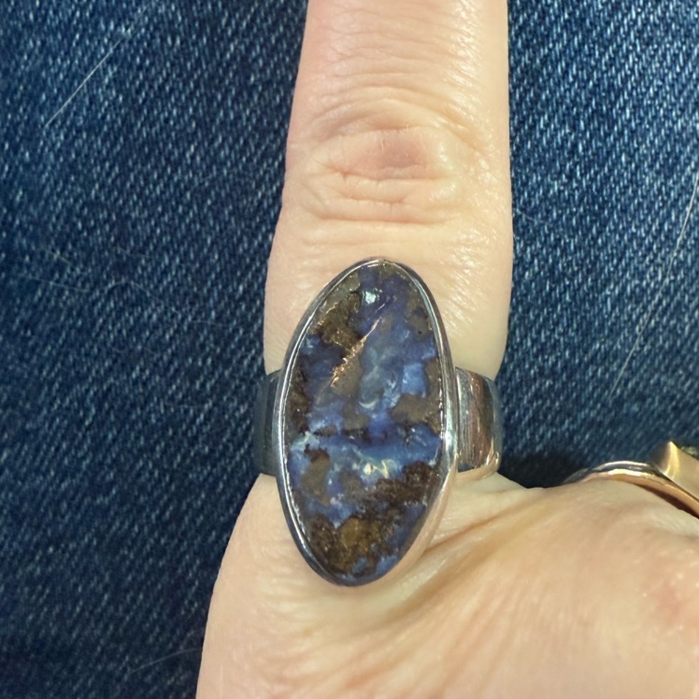 Boulder opal sterling silver ring